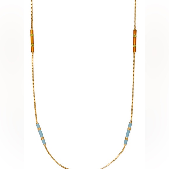 NWT Tory Burch Kira 18K Gold-Plate & Enamel Long Necklace - Picture 12 of 12